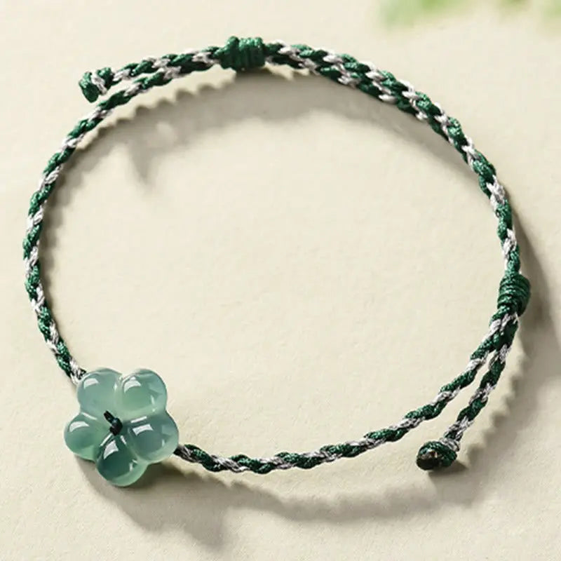 Fortune Jewel Natural Flower Jade Hand-Woven Prosperity  Bracelet Fortune Jewel