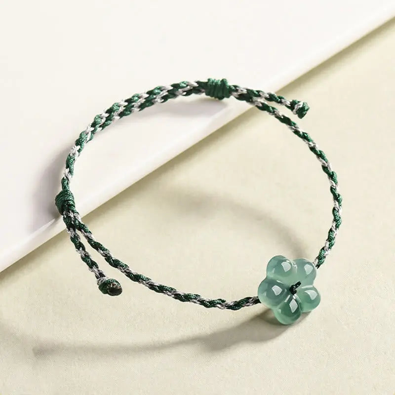 Fortune Jewel Natural Flower Jade Hand-Woven Prosperity  Bracelet Fortune Jewel