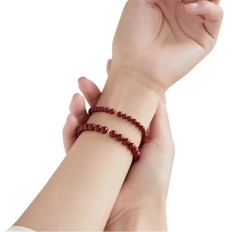 Fortune Jewel 999 Gold Cinnabar Simple Design Concentration Bracelet Fortune Jewel