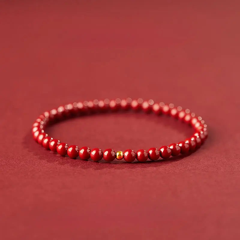 Fortune Jewel 999 Gold Cinnabar Simple Design Concentration Bracelet Fortune Jewel