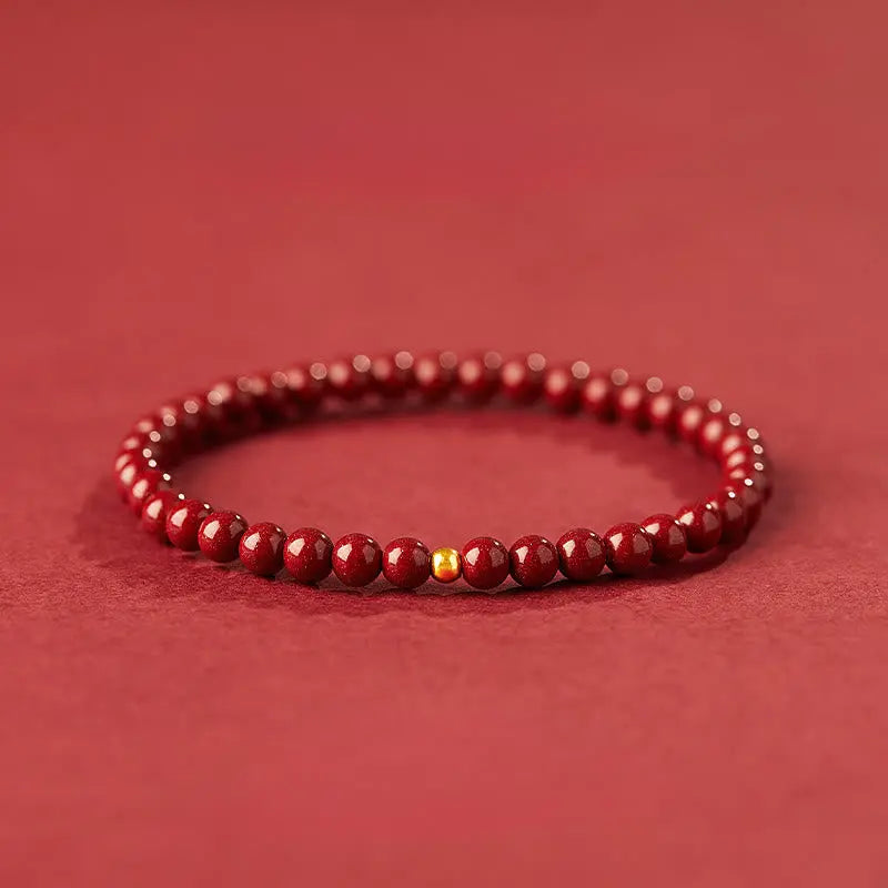 Fortune Jewel 999 Gold Cinnabar Simple Design Concentration Bracelet Fortune Jewel