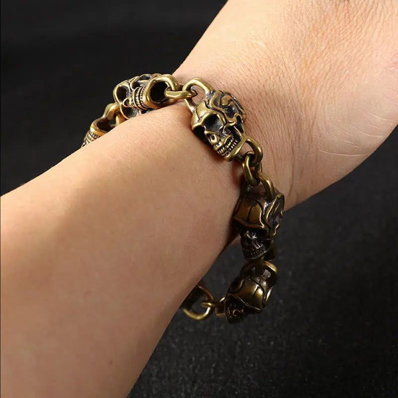 Fortune Jewel Retro Copper Brass Skull The Lord Of The Corpse Forest Protection Bracelet Fortune Jewel