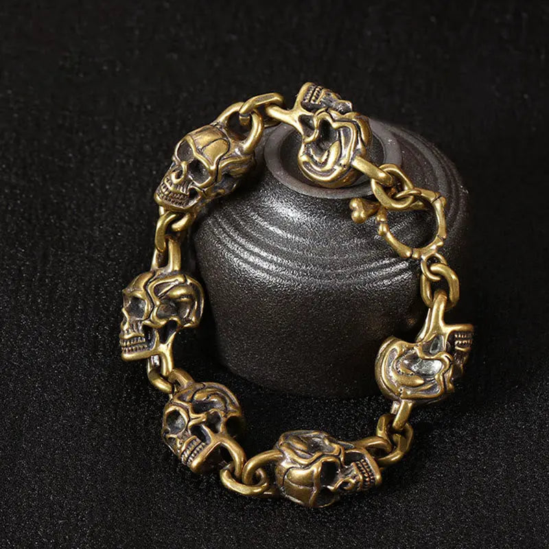 Fortune Jewel Retro Copper Brass Skull The Lord Of The Corpse Forest Protection Bracelet Fortune Jewel