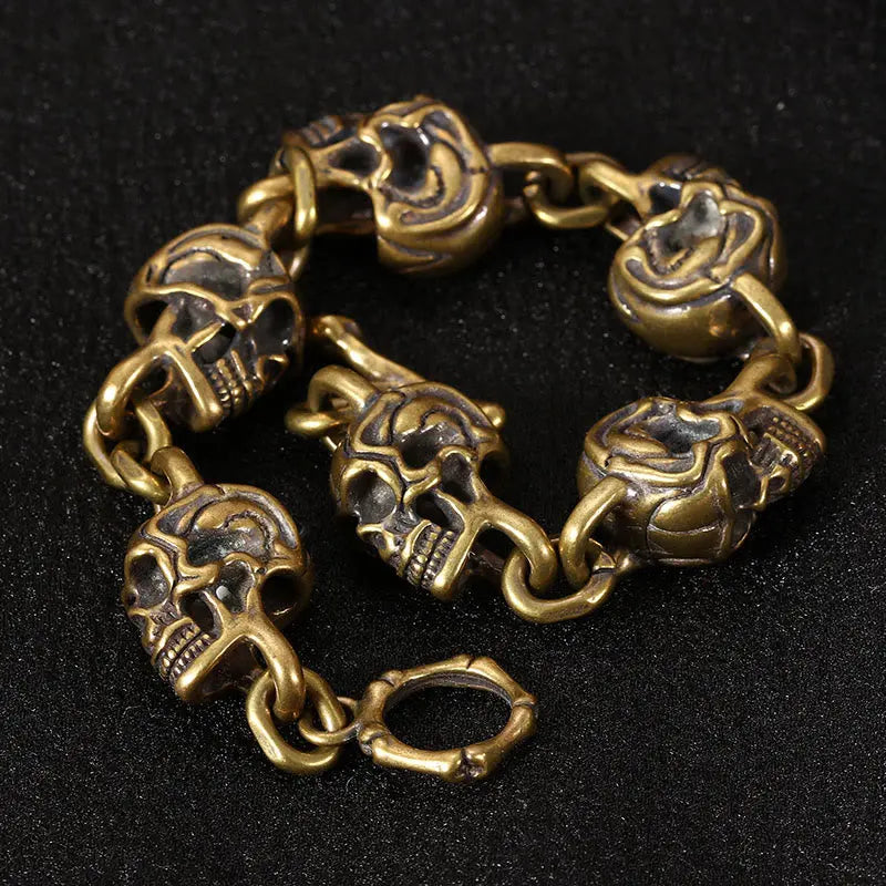 Fortune Jewel Retro Copper Brass Skull The Lord Of The Corpse Forest Protection Bracelet Fortune Jewel