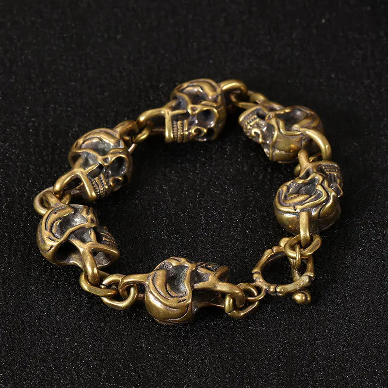 Fortune Jewel Retro Copper Brass Skull The Lord Of The Corpse Forest Protection Bracelet Fortune Jewel