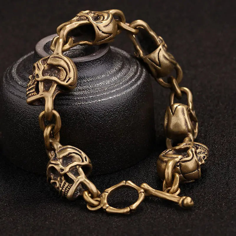 Fortune Jewel Retro Copper Brass Skull The Lord Of The Corpse Forest Protection Bracelet Fortune Jewel