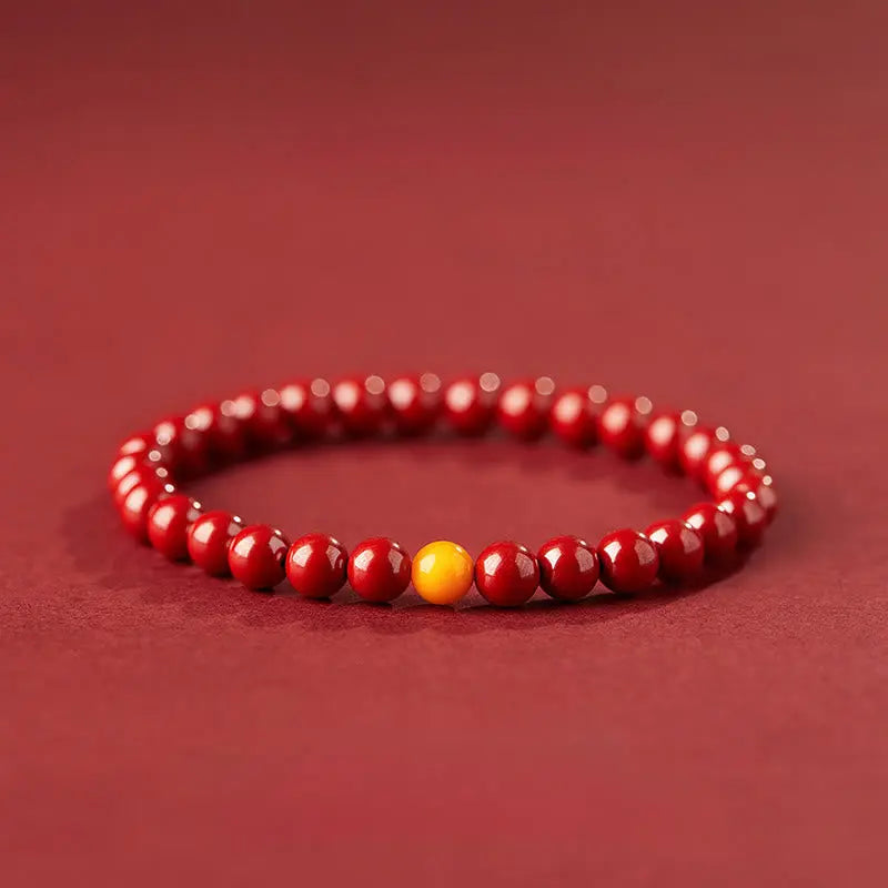 Fortune Jewel Natural Cinnabar Amber Stone Calm Bracelet Fortune Jewel