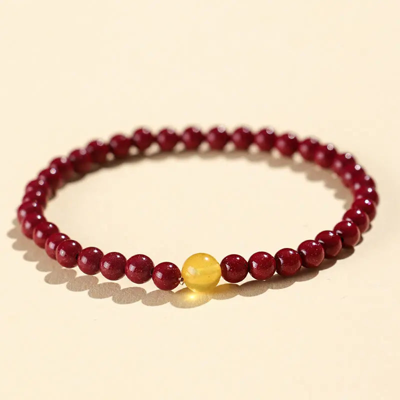Fortune Jewel Natural Cinnabar Amber Stone Calm Bracelet Fortune Jewel