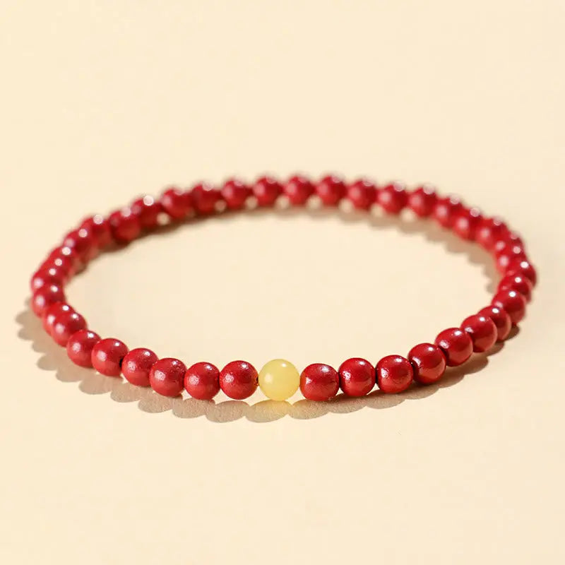 Fortune Jewel Natural Cinnabar Amber Stone Calm Bracelet Fortune Jewel
