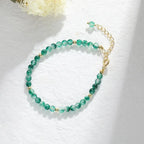 Fortune Jewel 14K Gold Plated Natural Moss Agate Healing Bracelet Fortune Jewel