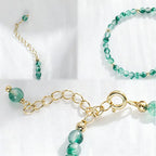 Fortune Jewel 14K Gold Plated Natural Moss Agate Healing Bracelet Fortune Jewel