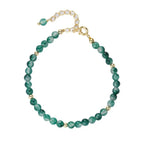 Fortune Jewel 14K Gold Plated Natural Moss Agate Healing Bracelet Fortune Jewel