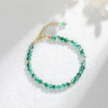 Fortune Jewel 14K Gold Plated Natural Moss Agate Healing Bracelet Fortune Jewel