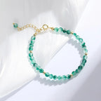 Fortune Jewel 14K Gold Plated Natural Moss Agate Healing Bracelet Fortune Jewel