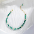 Fortune Jewel 14K Gold Plated Natural Moss Agate Healing Bracelet Fortune Jewel