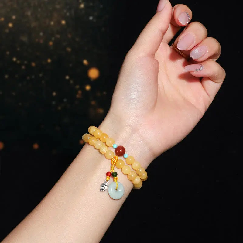 Fortune Jewel Topaz Peace Buckle Double Wrap Design Wealth Bracelet Fortune Jewel