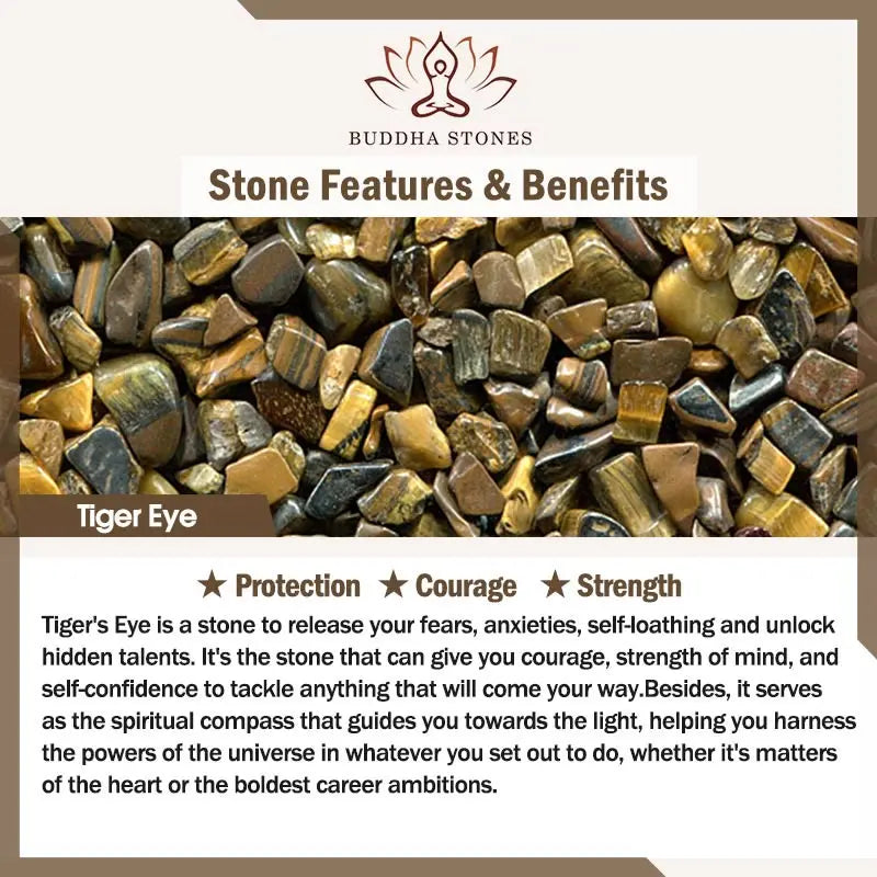 Buddha Stones Amethyst Tiger Eye Rose Quartz Protection Anti-Anxiety Card Rope Bracelet Fortune Jewel