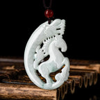 Fortune Jewel Year of the Horse Dragon Jade Prosperity Rope Necklace Pendant Fortune Jewel