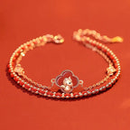 Fortune Jewel 925 Sterling Silver Year Of The Horse Red Agate Hetian Jade Confidence Bracelet Fortune Jewel