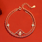 Fortune Jewel 925 Sterling Silver Year Of The Horse Red Agate Hetian Jade Confidence Bracelet Fortune Jewel