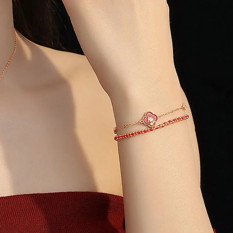 Fortune Jewel 925 Sterling Silver Year Of The Horse Red Agate Hetian Jade Confidence Bracelet Fortune Jewel
