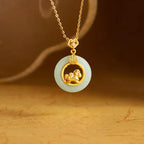 Fortune Jewel 925 Sterling Silver Year Of The Horse Hetian Jade Peace Buckle Luck Necklace Pendant Fortune Jewel