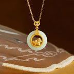 Fortune Jewel 925 Sterling Silver Year Of The Horse Hetian Jade Peace Buckle Luck Necklace Pendant Fortune Jewel