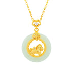 Fortune Jewel 925 Sterling Silver Year Of The Horse Hetian Jade Peace Buckle Luck Necklace Pendant Fortune Jewel