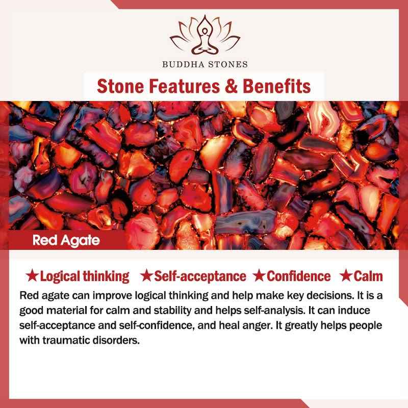 Buddha Stones 925 Sterling Silver Year Of The Horse Four Leaf Clover Red Agate Calm Necklace Pendant