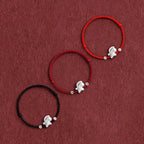 Fortune Jewel Year of the Horse 999 Sterling Silver Copper Coins Luck Rope Braided Bracelet Anklet Fortune Jewel