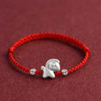 Fortune Jewel Year of the Horse 999 Sterling Silver Copper Coins Luck Rope Braided Bracelet Anklet Fortune Jewel