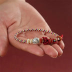 Fortune Jewel Year of the Horse 999 Sterling Silver Dunhuang Color String Braided Luck Bracelet Fortune Jewel