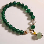 Fortune Jewel Green Crystal Pumpkin Bead Relax Calm Bracelet Fortune Jewel