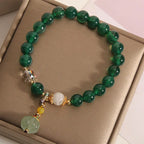 Fortune Jewel Green Crystal Pumpkin Bead Relax Calm Bracelet Fortune Jewel