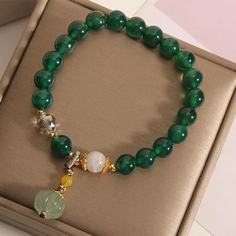 Fortune Jewel Green Crystal Pumpkin Bead Relax Calm Bracelet Fortune Jewel