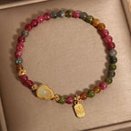 Fortune Jewel Tourmaline Colorful Stone Fu Character Positive Bracelet Fortune Jewel