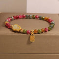 Fortune Jewel Tourmaline Colorful Stone Fu Character Positive Bracelet Fortune Jewel
