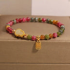 Fortune Jewel Tourmaline Colorful Stone Fu Character Positive Bracelet Fortune Jewel