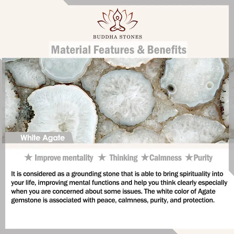 Fortune Jewel Tibetan White Agate Crystal Stone Flowers Positivity Bracelet Fortune Jewel