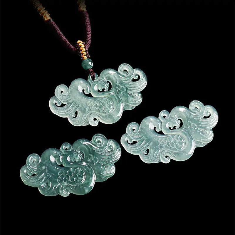 Fortune Jewel Chinese Phoenix Jade Luck Necklace String Pendant Fortune Jewel