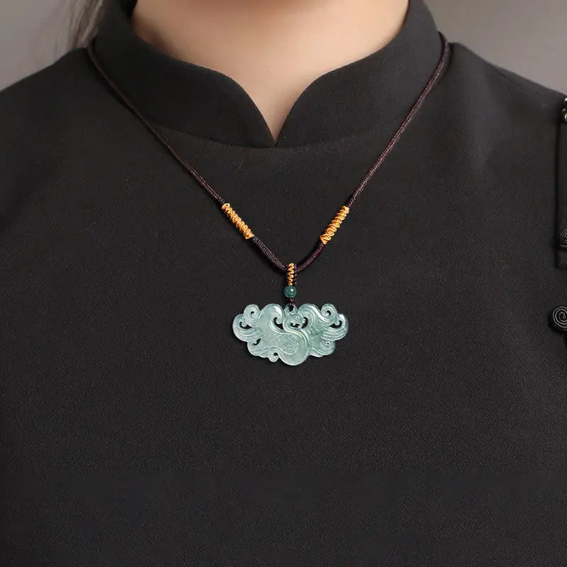 Fortune Jewel Chinese Phoenix Jade Luck Necklace String Pendant Fortune Jewel