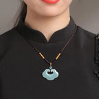 Fortune Jewel Auspicious Ruyi Jade Luck Necklace String Pendant Fortune Jewel