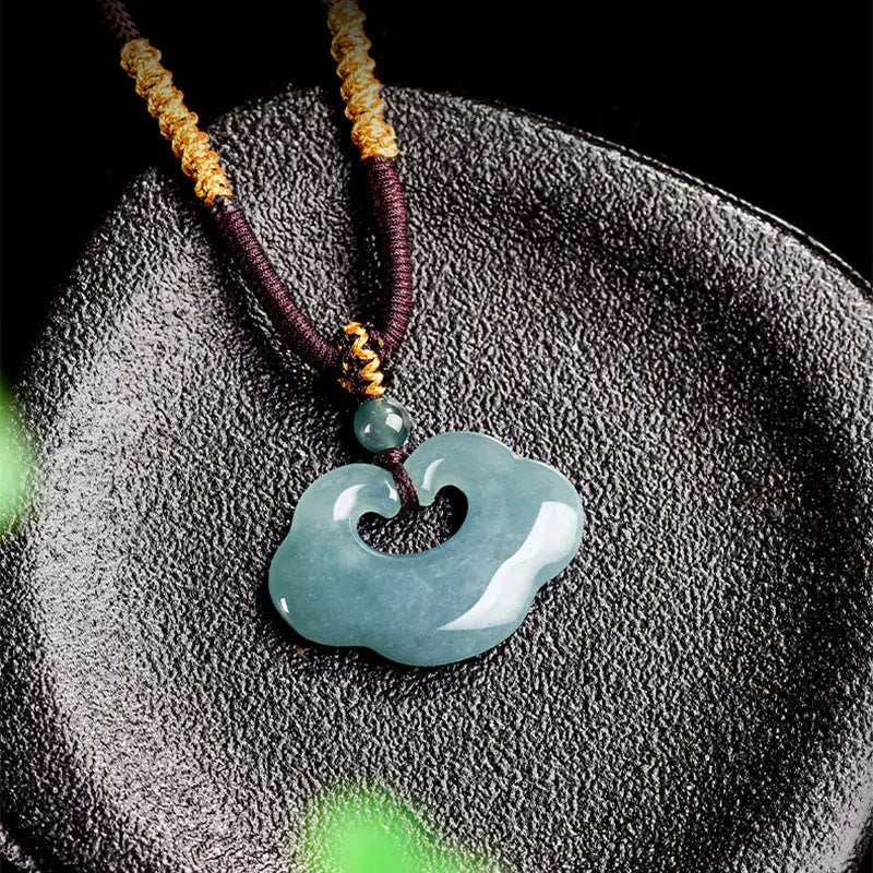 Fortune Jewel Auspicious Ruyi Jade Luck Necklace String Pendant Fortune Jewel