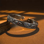 Fortune Jewel Heart Sutra Butterfly Copper Enamel Healing Open Adjustable Bracelet Bangle Fortune Jewel