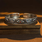 Fortune Jewel Heart Sutra Butterfly Copper Enamel Healing Open Adjustable Bracelet Bangle Fortune Jewel