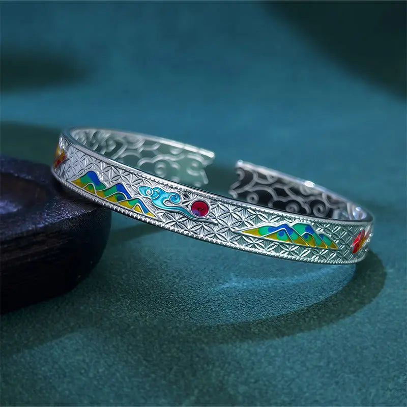 Fortune Jewel Sun Butterfly Pattern Copper Enamel Love Open Adjustable Bracelet Bangle Fortune Jewel