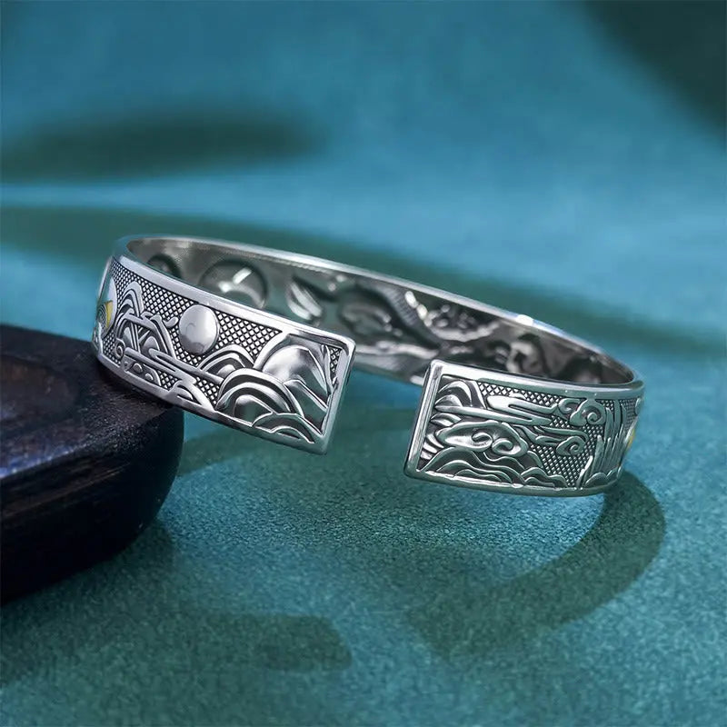 Fortune Jewel Copper Nine Tailed Fox Protection Open Adjustable Bracelet Bangle Fortune Jewel