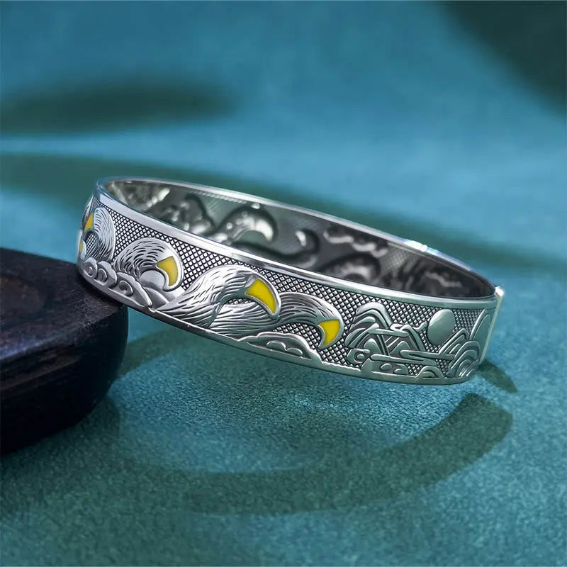 Fortune Jewel Copper Nine Tailed Fox Protection Open Adjustable Bracelet Bangle Fortune Jewel