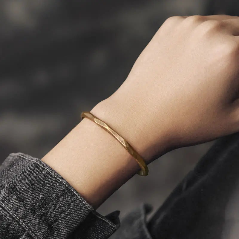 Fortune Jewel Copper Brass Hand Polishing Open Self Care Bracelet Bangle Fortune Jewel