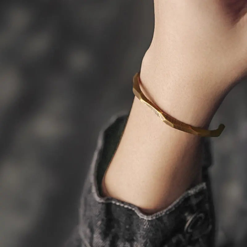 Fortune Jewel Copper Brass Hand Polishing Open Self Care Bracelet Bangle Fortune Jewel